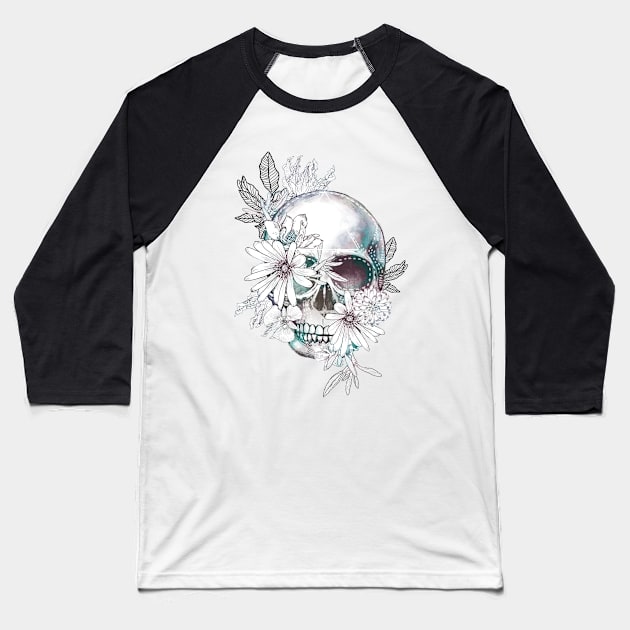 floral skull Baseball T-Shirt by Ratticsassin